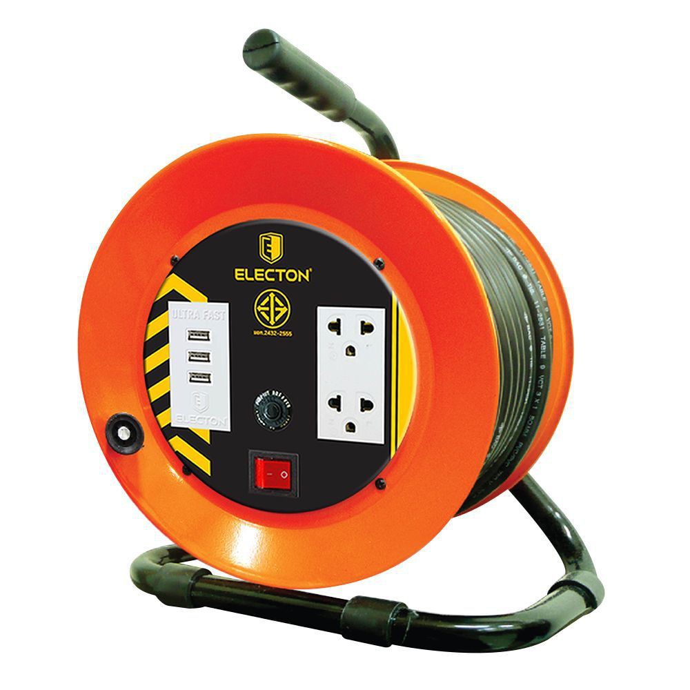 ล้อเก็บสายไฟ 2 ช่อง 3 USB ELECTON EN1-UM31010 10 ม.  EXTENSION CORD REEL ELECTON EN1-UM31010 2-OUTLE