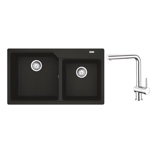 ซิงค์ฝัง 2หลุม FRANKE UBG 620 BK+TP SMARTแกรนิต สีดำ อ่างล้างจานฝัง BUILT-IN SINK FRANKE UBG 620 BK+TP SMART 2B BLACK อ่