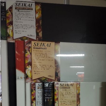 PPKK เฟรมผ้าใบวาดรูปสีดำ/ขาว  380g/m2  Artist Canvas (BLACK/WHITE CANVAS) 100% Cotton SeiKai พื้นผ้า