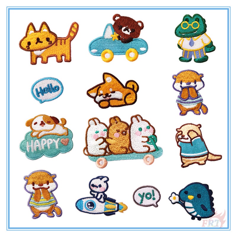 แผ่นสติกเกอร์ ลายการ์ตูนสัตว์ตลก Happy Time มีกาวในตัว แผ่นแพทช์รีดติดเสื้อ สําหรับตกแต่งเสื้อผ้า 1 ชิ้น