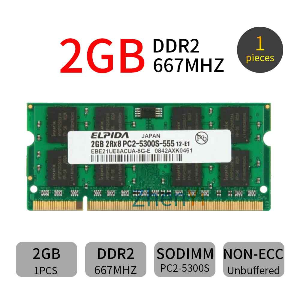 Elpida 2GB 2Rx8 PC2-5300 Notebook DDR2 667Mhz 200Pin RAM Memory SODIMM AD22