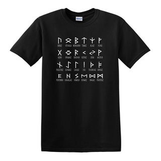 ถูกสุดๆพร้อมส่ง เสื้อยืดแขนสั้น ผ้าฝ้าย 100% พิมพ์ลาย Runes Of Elder Futhark To Norse Odin Viking Ragnarok Odin หลากสี แ