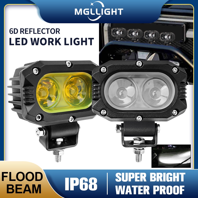 MGLLIGHT รถ Sportlight ไฟ LED ทำงานหมอก 4 inch 96W สีขาว/สีเหลือง LED Spot Light Offroad หมอกโคมไฟ Sport Light Bar 12V 24V