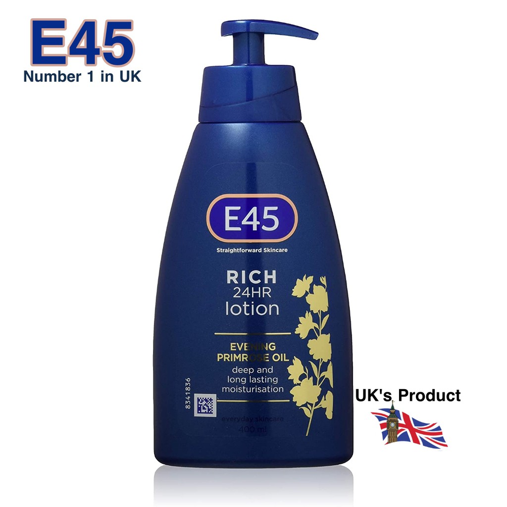 E45 Rich 24hr Moisturising Lotion with Evening Primrose Oil 400ml โลชั่นบำรุงผิว E45 สูตรเข้มข้น
