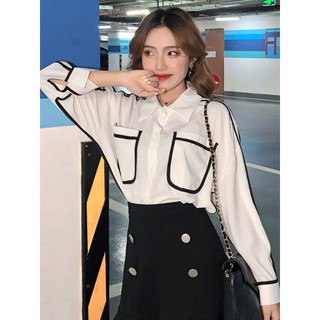 เสื้อเชิ้ตงานเกาหลี งานสวยเก๋มาก อกได้40" มีขาว ดำ