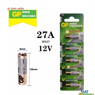 5 ก้อน GP 27A 12V ถ่านรีโมทรถยนต์ กริ่งไร้สาย รีโมทประตูอัตโนมัติ