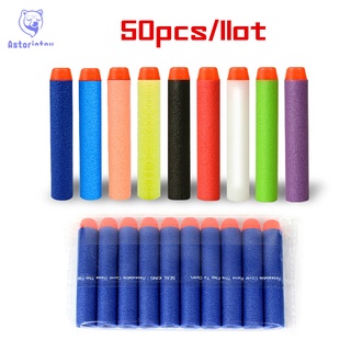 ปืนของเล่น50cs Fluorescence Dart Refills Universal Standard Round Head Hollow Foam Bullets for Nerf Toy Gunของเล่น