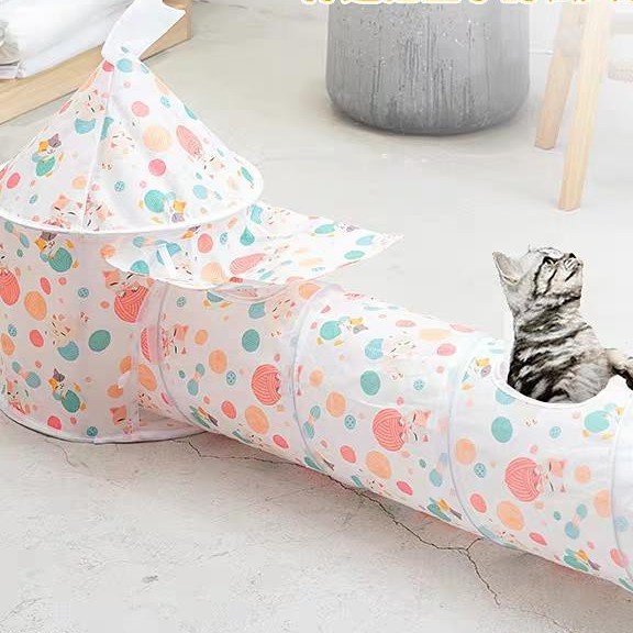 ช่องอุโมงค์แมวเขาวงกตของเล่นเจาะรูบ้านกลิ้งมังกรพับ Self-Hi Tunnel