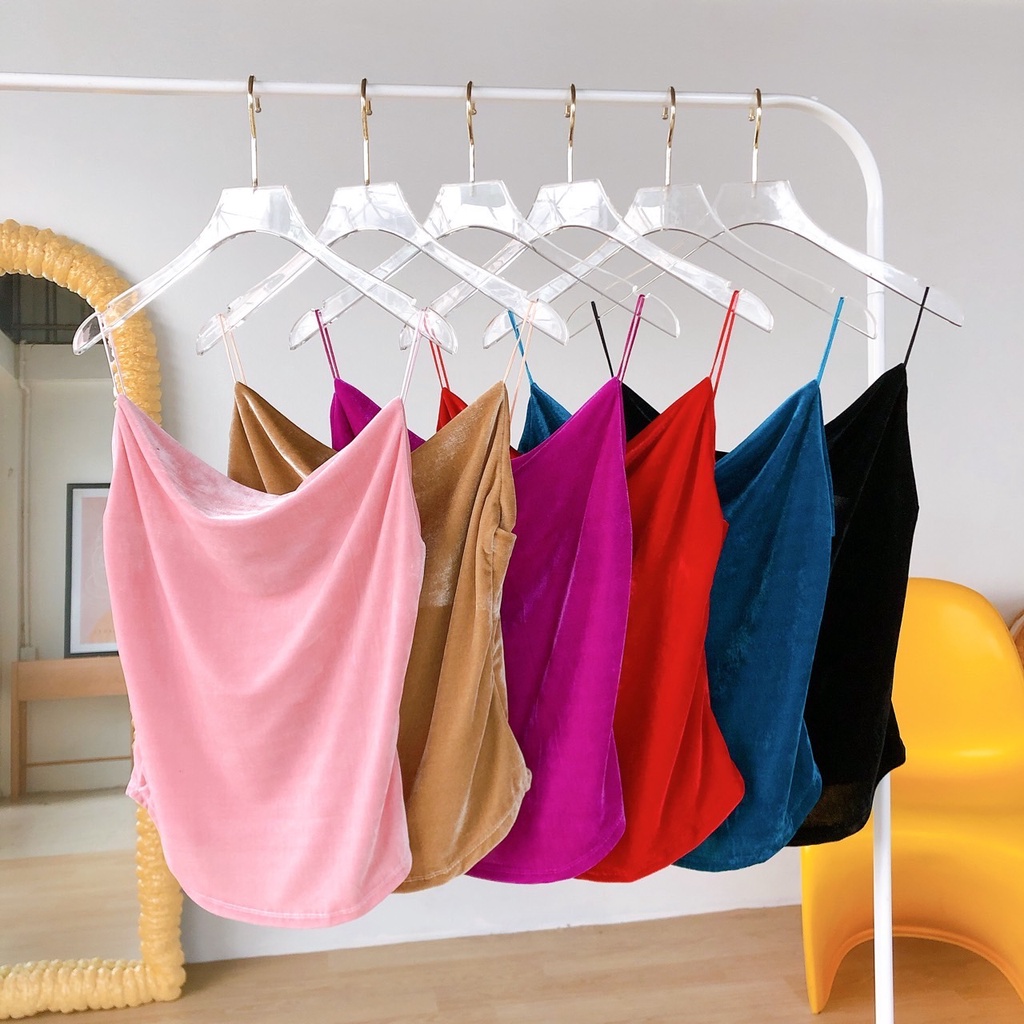 เสื้อสายเดี่ยว ผ้ากำมะหยี่ สุกเซ็กซี่ เสื้อสายฝอ พร้อมส่ง