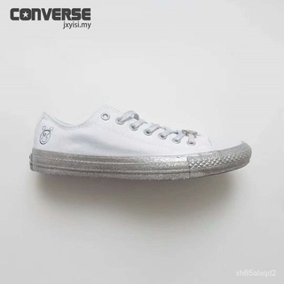 Womens men white Silver sneakers Disney Converse All Star Miley Cyrus Paisley