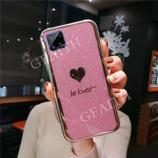 เคสโทรศัพท์ Samsung Galaxy A42 A12 5G 2020 New Back Cover Fashion Couple Bling Gold Glitter Be Loved Pink Yellow Casing Phone Case for SamsungA42 GalaxyA12