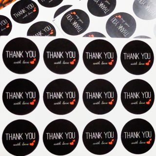 12/15ดวง สติ๊กเกอร์ ขอบคุณ ด้วยรัก ป้าย Thank you With love Seal Sticker label สติกเกอร์ ของชำร่วย เครื่องสำอาง เบเกอรี่