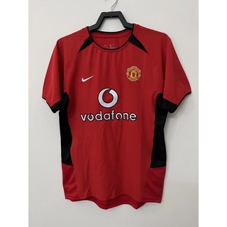 เสื้อกีฬาแขนสั้น ลายทีมชาติฟุตบอล Manchester United 02 04 ชุดเหย้า คุณภาพสูง สไตล์เรโทร สําหรับผู้ชาย