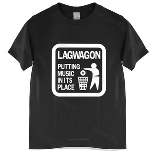 เสื้อยืดโอเวอร์ไซส์เสื้อยืดลําลอง ผ้าฝ้าย แขนสั้น ทรงหลวม พิมพ์ลาย LAGWAGON PUTTING MUSIC แฟชั่นฤดูร้อน สําหรับผู้ชาย แล