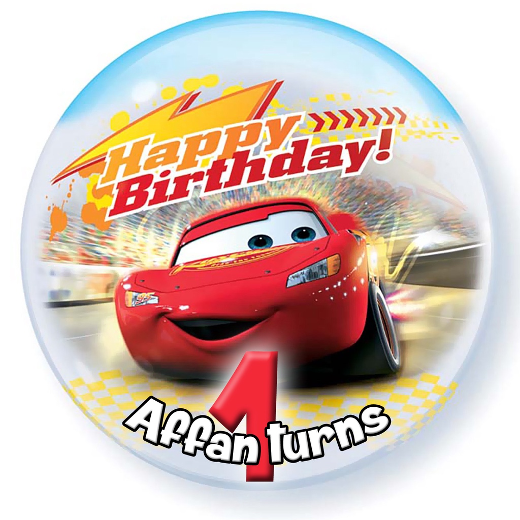 สติ๊กเกอร์ การ์ตูนวันเกิด - The Cars Lightning McQueen