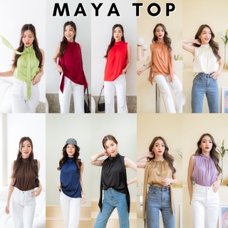 [กรอกโค้ด WYNEWU ลด 65.-] Basicnotbasics - Maya top เมญ่า ท้อป เสื้อซาติน คอผูก (พร้อมส่ง)