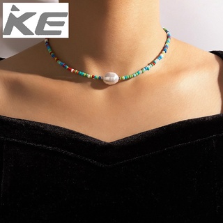 Jewelry Simple single mixed color bead necklace temperament pearl necklace women for girls for