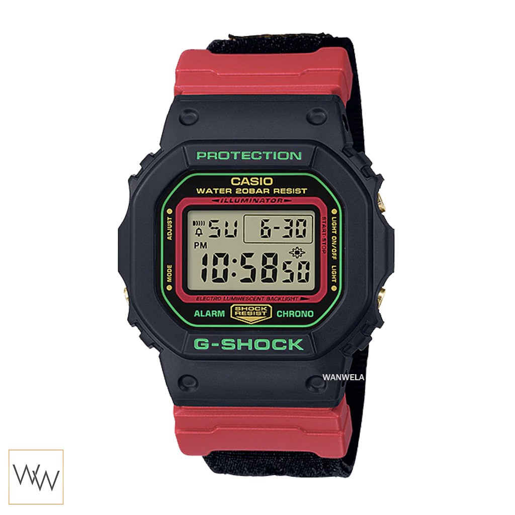 ของแท้ นาฬิกาข้อมือ G-Shock รุ่น DW-5600THC-1DR (สายผ้า) รุ่น Throwback Christmas ประกัน CMG