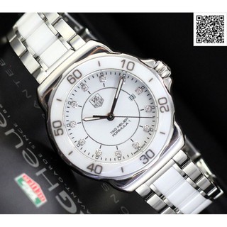 นาฬิกาแท้100% Tag Heuer Formula1Stanless Steel And Ceramic  Wihte Quartz Dial  With  Set With Diamonds