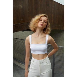 The SRT X6 Crop Top Bra - White (TBL63) เสื้อครอปสายเดี่ยวทรงบรา ผ้ายืด