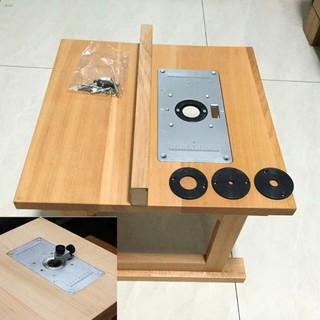 ◆Aluminum Router Table Insert Plate with 4 Rings and Screws for Woodworking Benches Pla