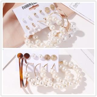 6 Pcs/ต่างหูมุกคู่รัก Big วง 6 คู่ Love Pearl