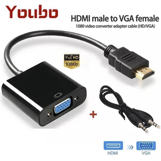 Youbo Hdmi To Vga อะแดปเตอร์แปลงสายเคเบิ้ลวิดีโอ 1080 P With / ไม่มีเสียงสําหรับ Pc Laptop Projector Computer