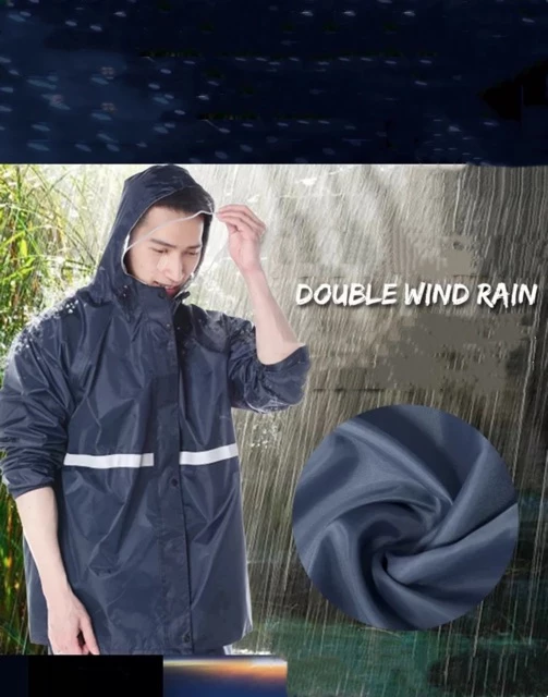 Alitech ชุดกันฝน สีกรมท่า แถบสะท้อนแสง หมวกติดเสื้อ Waterproof Rain Suit thumbnail 9