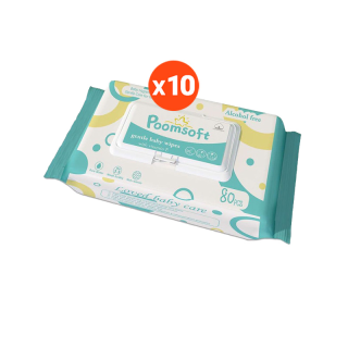 【ราคาขายส่ง！！】【10*80แผ่น】Poomsoft Baby Wipes ทิชชู่เปียก ถูกที่สุด ผ้าเช็ดทำความสะอาดเด็ก กระดาษทิชชู่เปียก กระดาษเปียก