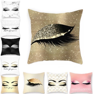 【บลูไดมอนด์】45*45cm Cushion Cover Eyelash Print Throw Pillow Case Pillowcase Home Decor Home Textile