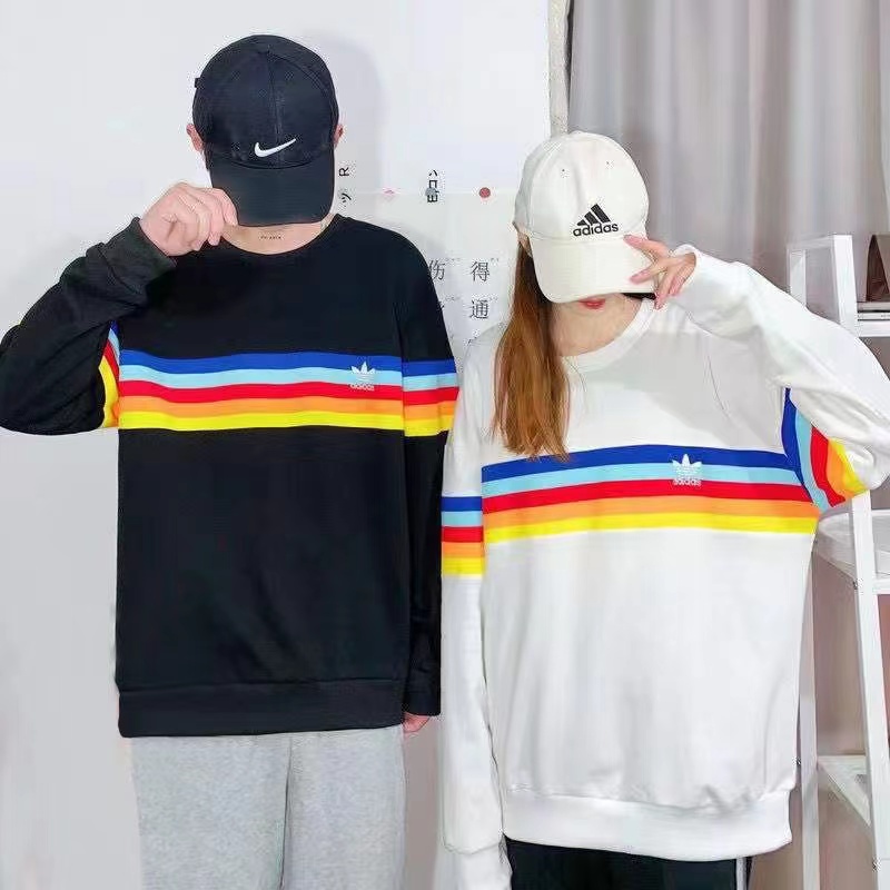 ADIDASเสื้อกันหนาว อย่างหนา เสื้อสำหรับน่าหนาว แขนยาว ปักโคลเวอร์