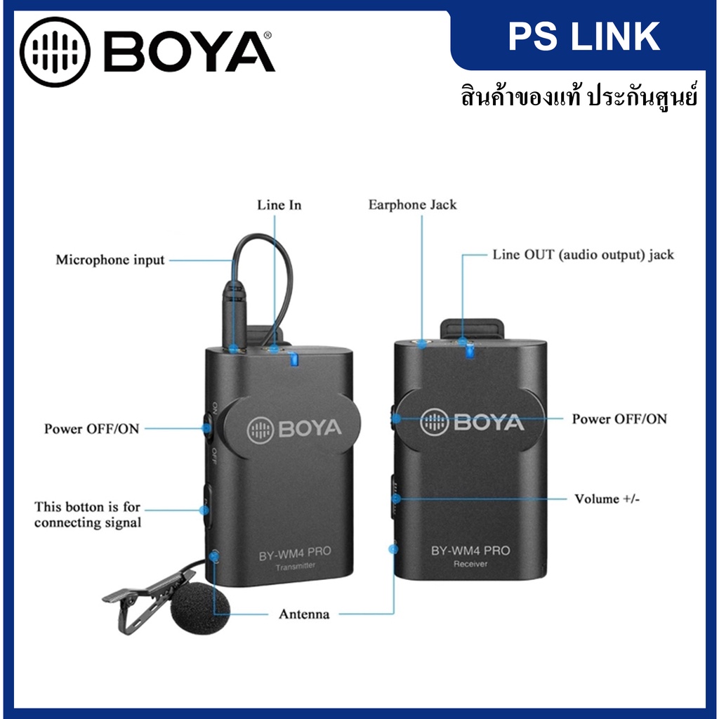 BOYA BY-WM4 PRO Dual-Channel Digital Wireless Microphone ไมโครโฟนสำหรับมือถือและกล้อง