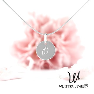 จี้เงิน O Tag |  Wijittra Jewelry | จี้เงินแท้ ตัวอักษร O สร้อยเงินแท้ จี้ 925 ชุบทองคำขาว 18"