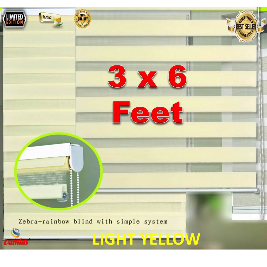 Zebra Roller Blind / Roman Roller Blind / Bidai Langsir Tingkap [3 x 6 ฟุต] - หลากสี