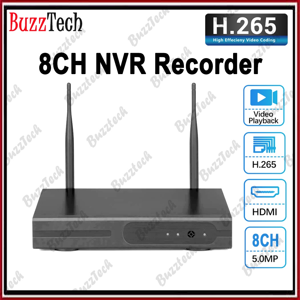 BuzzTech 8CH NVR Video Recorder HDMI H.265 720P 1080P กล้องวงจรปิดไร้สาย Wifi Security (Apps IP Pro 