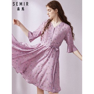 ‼️SALE‼️พร้อมส่ง SEMIR V Neck Pink Floral Chiffon Dress