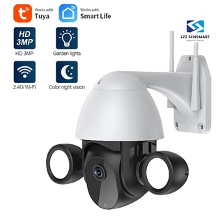 TUYA   (PTZ SDH96 สีดํา หลอดไฟ 2 ข้าง) 3.0MP Tuya สมาร์ทการติดตามอัตโนมัติ Wifi กล้อง FHD  IP Camera （สีดำหลอดไฟ 2 ข้าง）