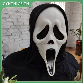 ฮาโลวีน Ghost Scream Mask Party Ghost Face Mask สีดำผ้า Hood น่ากลัวคอสเพลย์สยองขวัญ Masquerade ตกแต่ง Cynth