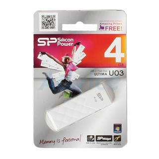 SILICON POWER 4GB, USB 2.0 FLASH DRIVE ULTIMA U03, WHITE Capacity: 4 GB Material