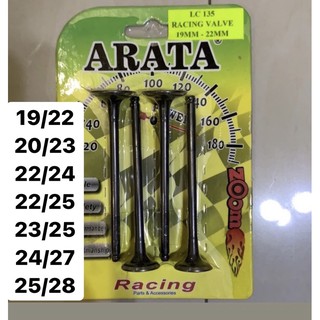 ชุดวาล์ว ARATA LC135 Y15ZR FZ150 19 22 19 23 20 23 22 24 22 25 23 26 24 27 25 28