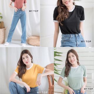 MY​TOP​❤️New​ in​❤️Code : E13 เสื้อยืดทุโทน เนื้อผ้านำเข้าลื่นเบาใส่สบายตัว คุณภาพเทียบเท่างานแบรนด์ สาวๆห้ามพลาดเรยค่า