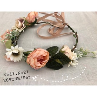 Veil.No21 Apricot Veil เวลและมงกุฎดอกไม้