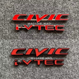 โลโก้ CIVIC i-VTEC FD ชิ้นงานโลหะ (จำนวน 2 ชิ้น)