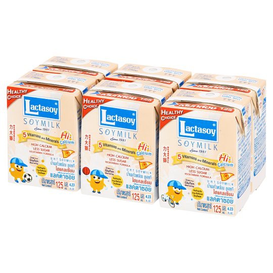 ✨นาทีทอง✨ แลคตาซอย ไฮแคลเซียม นมถั่วเหลือง ยูเอชที สูตรเจ 125มล. x 6 กล่อง Lactasoy High Calcium UHT