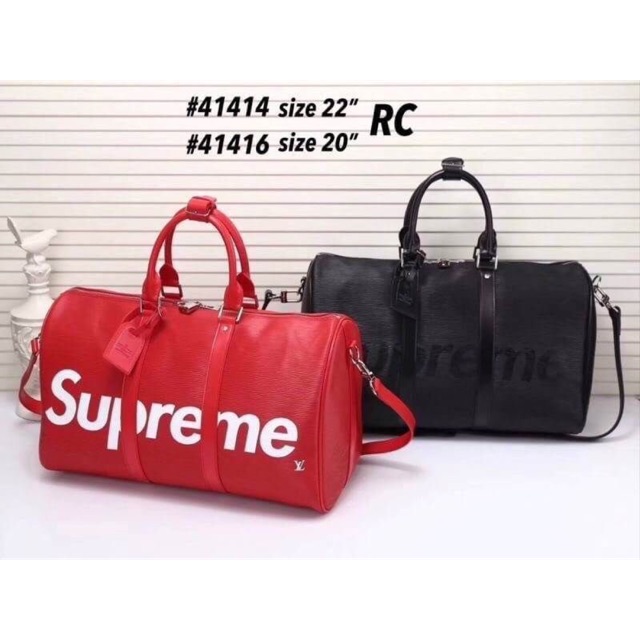 Patent leather satchel Louis Vuitton x Supreme Red in Patent leather -  28842164
