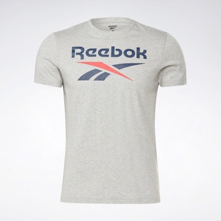 Reebok เสื้อยืดแขนสั้น ผ้าฝ้าย พิมพ์ลายโลโก้ สวมใส่สบาย สําหรับผู้ชาย