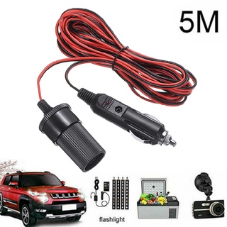 12V 5M Car Cigarette Lighter Extension Cable Power Adapter Plug Cord Lead Socket