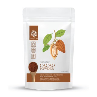 CACAO Powder ผิวสวย อารมณ์ดี ลดน้ำหนัก 200 กรัม ผงคาเคา Organic ยี่ห้อ Feaga Life