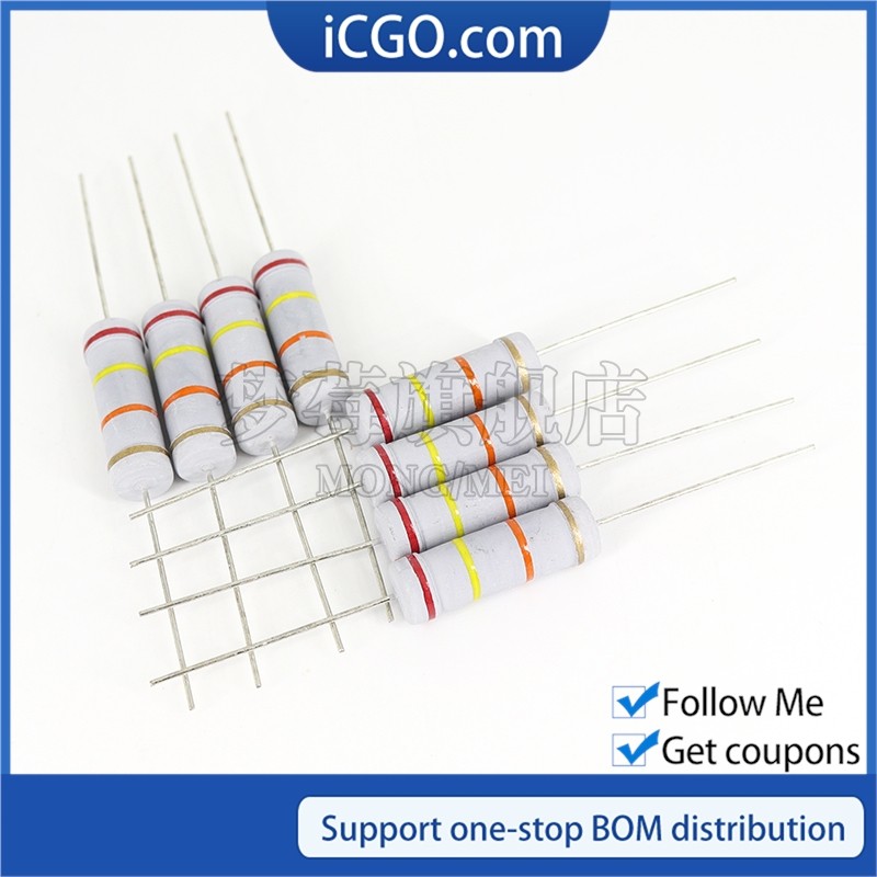 20 ชิ้น 1 วัตต์ 2 วัตต์ 3 วัตต์ 5 วัตต์ตัวต้านทานฟิล์มคาร์บอน 5% 100R 120R 130R 150R 160R 180R 200R 