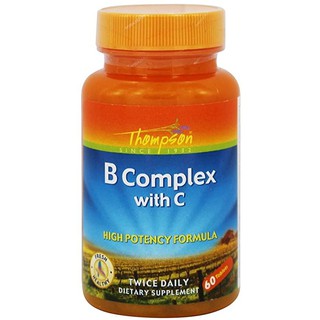 Vitamin B Complex with Vitamin C - 60 Tablets ดูแลอาการอ่อนเพลีย แผลในปาก เสริมภูมิคุ้มกัน แท้ อเมริกา